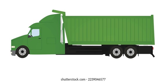 Green dumping truck. vector illustration