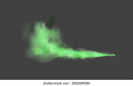 Green dust. Abstract blurry smoke with green particles. Smoke or dust isolated on transparent background. Abstract mystical gas. Vector illustration