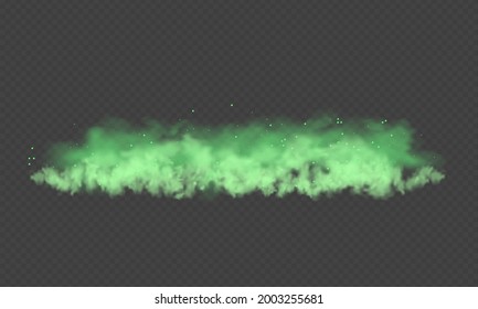 Green dust. Abstract blurry smoke with green particles. Smoke or dust isolated on transparent background. Abstract mystical gas. Vector illustration
