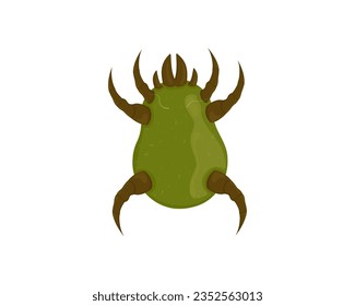 Green dust mite vector illustration. Microscopic dangerous insect