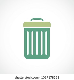 Green dustbin vector icon illustration isolated on white background