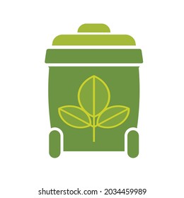 green dustbin vector icon isolated on white