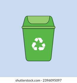 Green Dustbin Vector Illustration Icon Recycle Bin Icon Vector