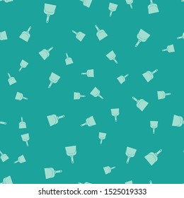 Green Dustpan icon isolated seamless pattern on green background. Cleaning scoop services.  Vector Illustration