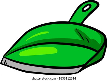 Green dustpan, illustration, vector on white background