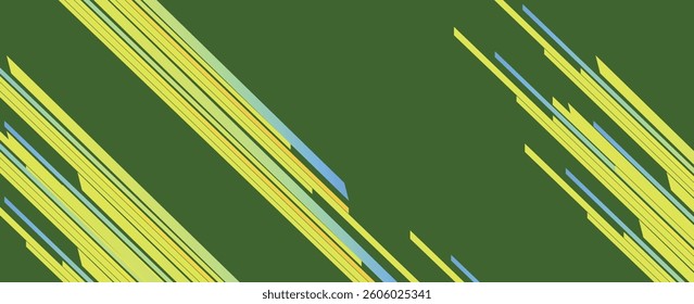 green dynamic abstract vector background with diagonal lines. Trendy classic color. 3d cover business presentation banner for sale night party event. Fast moving soft spot shadow