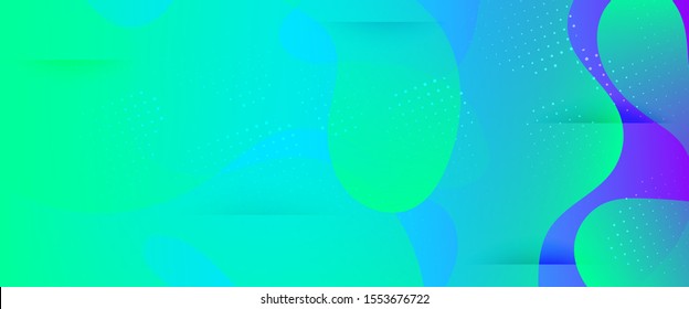 Grüner dynamischer Hintergrund. Flüssigkeit bunt. 3d Minimales Poster. Wave Liquid Banner. Abstrakter Hintergrund. Teal Fluid Formen. Light 3D Gradient Poster. Trendy Vibrant Layout. Grafikhintergrund.