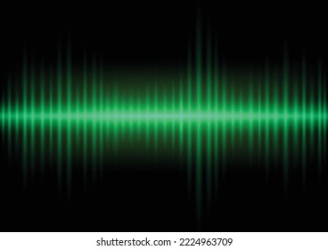 The green dynamic digital motion sounds wave in dark background