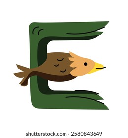 Green E Animal Alphabet Word