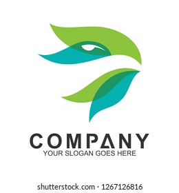 green eagle head logo design template