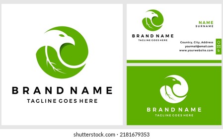 Green eagle leaf logo with business card design