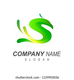 green eagle letter s logo template