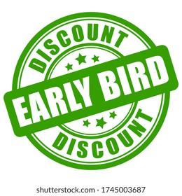 Green early bird discount vector label on white background