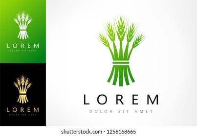 green ears of wheat logo vector