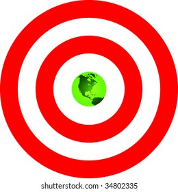 Green Earth at Center of Red Target