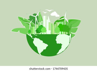 Green earth and city eco concept