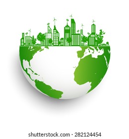 Green earth with city energy