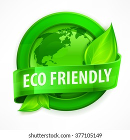 Green earth concept, Eco friendly round vector illustration