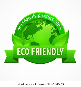 Green earth concept, Eco friendly round vector illustration