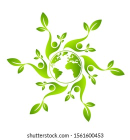 Green earth concept with human leave,vector illustration