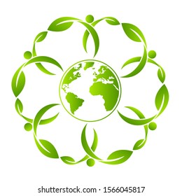 Green earth concept with human leave,vector illustration