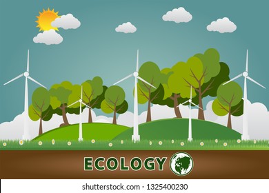 Green earth concept with leaves.Ecology cities help the world with eco-friendly concept ideas