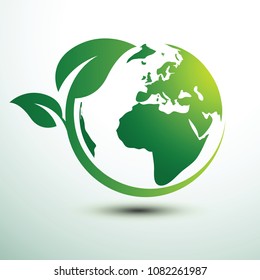 Green earth concept with leaves,vector illustration