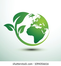 Green earth concept with leaves,vector illustration