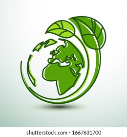 Green earth concept with leaves,vector illustration