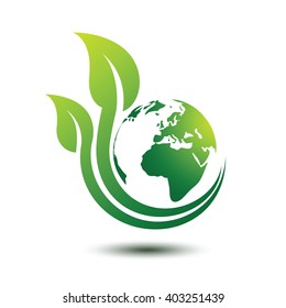 Green earth concept with leaves,vector illustration