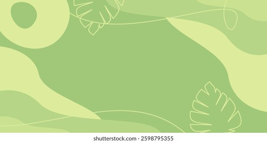 Green Earth Day Background Abstract shapes, waves and Leaf patterns with empty space for text. Perfect for summer design templates
