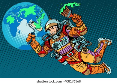 green Earth day ecology astronaut