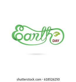 Green Earth Day Typographical Design Elements.Earth Day hand lettering icon.Earth Day logotype symbol.Design for greeting Card,Poster,Flyer,Cover,Brochure,Abstract background.Vector illustration