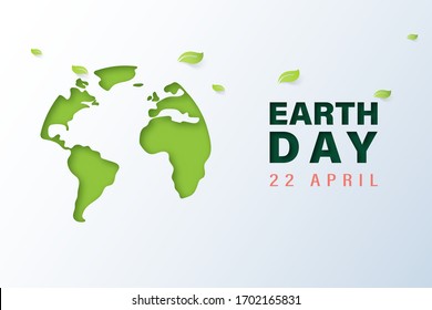 Green earth with earth day and world environment day concept.Paper art of ecology and environment.Vector illustration.
