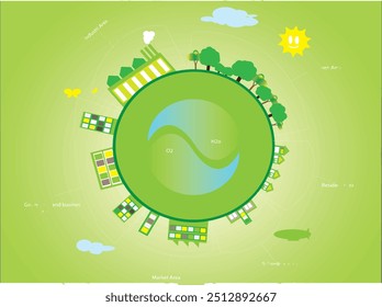 Green earth design template. Save ozone. Earth vector Illustrations