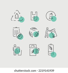 green earth eco system vector icon keep clean global warming icon set