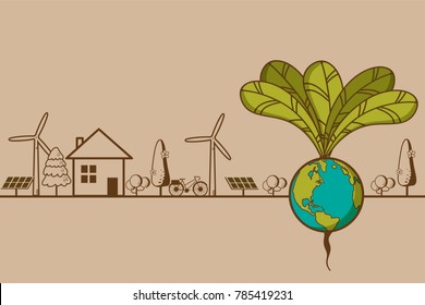 green earth- ecology concept green information with ecology and green city of energy saving or clean energy with green collection. Ecology info collection, Charts, Symbols, Graphic elements.