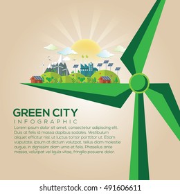 green earth- ecology concept.green information with ecology and green city of energy saving or clean energy with green collection.Ecology info collection,Charts,Symbols,Graphic elements.