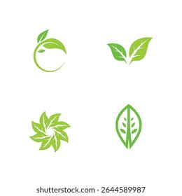 Logo de la ecología de la tierra verde con el árbol de hoja y el diseño de vida respetuoso del medio ambiente