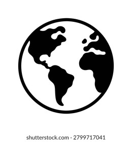 Green Earth Globe Clean Line Art Icon Design Collection