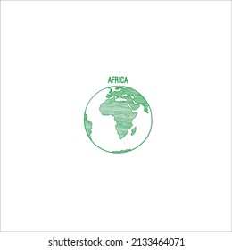 Planeta de doodle del planeta Tierra Verde dibujó mapas continentes ilustraciones dibujadas a mano globo mundial vector de áfrica mundial