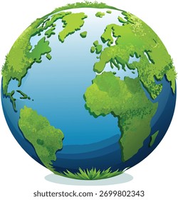 Globo de tierra verde con la hierba y el planeta blanco del fondo