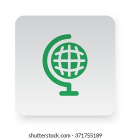 Green Earth Globe icon in circle on white app button