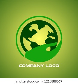 Green Earth In Hand Logo Design