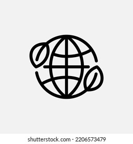 green earth icon designed in a line style, vector