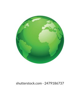 Green Earth Icon for EcoFriendly and Environmental Concepts Vector Clipart