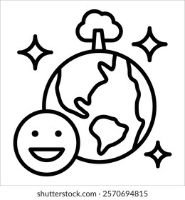 Green Earth Icon Element For Design