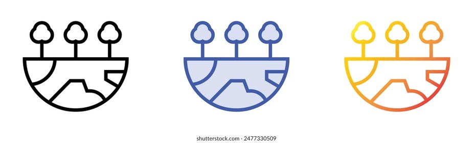 green earth icon. Linear, Blue Fill and Gradient Style Design Isolated On White Background