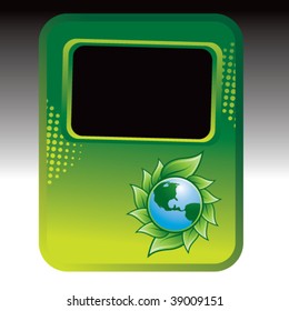 icono de tierra verde sobre la plantilla de semitono verde