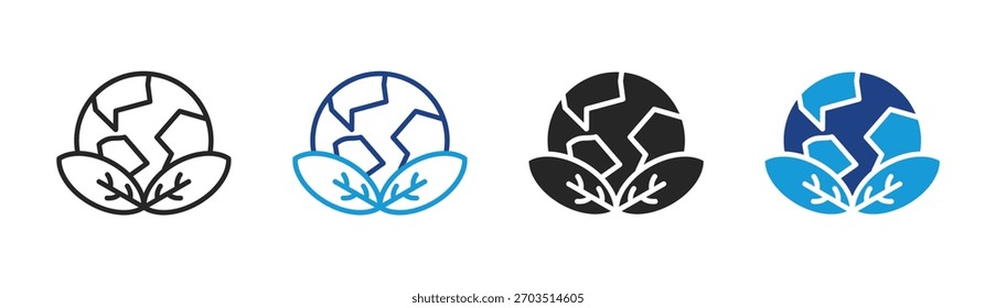 Green Earth icon set multiple style collection